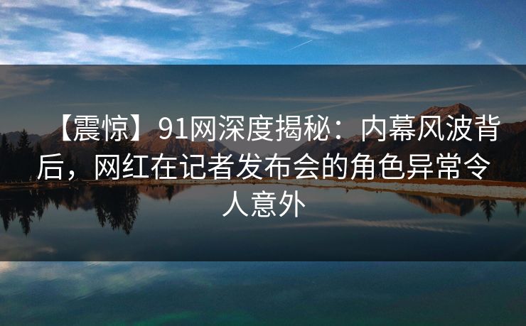【震惊】91网深度揭秘：内幕风波背后，网红在记者发布会的角色异常令人意外