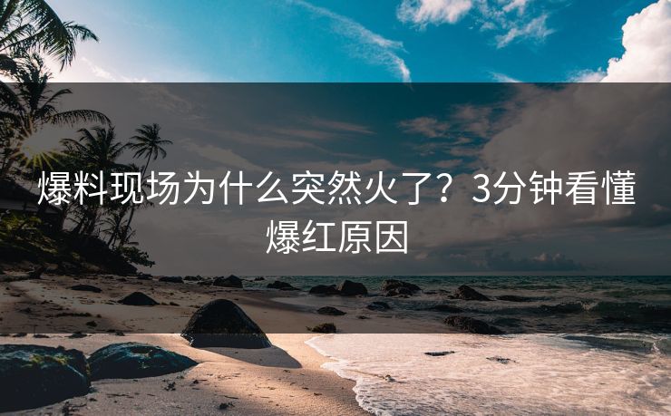 爆料现场为什么突然火了？3分钟看懂爆红原因