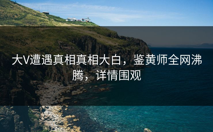 大V遭遇真相真相大白，鉴黄师全网沸腾，详情围观